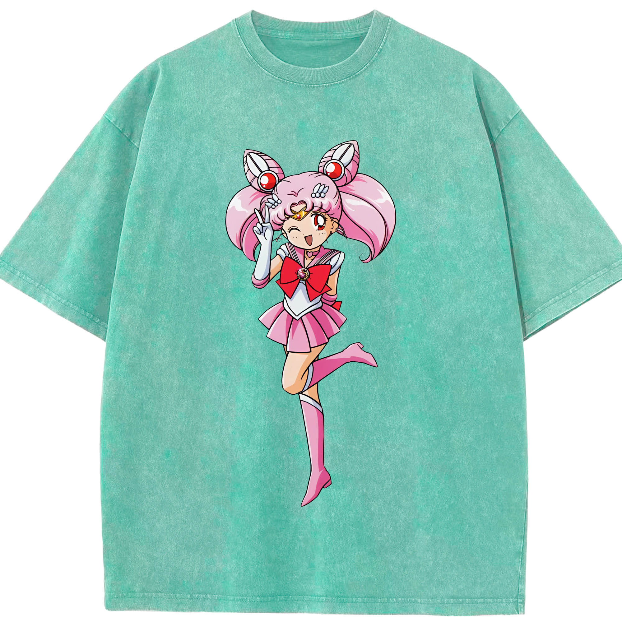 （画像用） 美少女戦士セーラームーン ちびうさ Sailor Moon Chibiusa Tsukino Usagi Small Lady Serenity 綿100% ヴィンテージ風 半袖Tシャツ（フロントプリント）